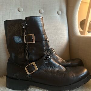 Ron White leather moto biker boots size 39 8.5